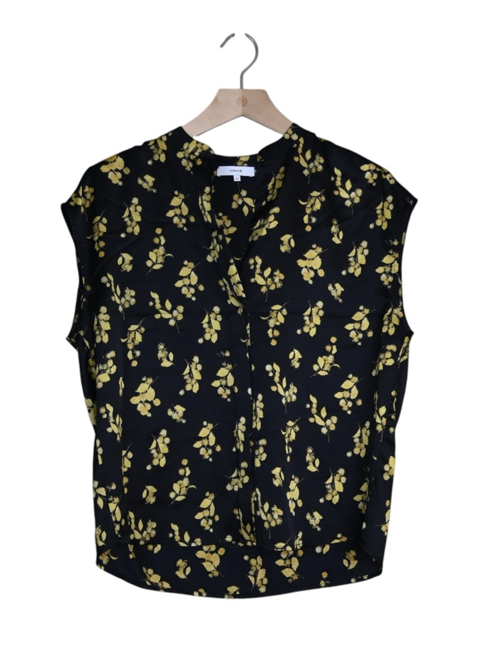 Vince Women's XS Dandelion Button Front Cap Sleeve Blouse - Picture 2 of 10